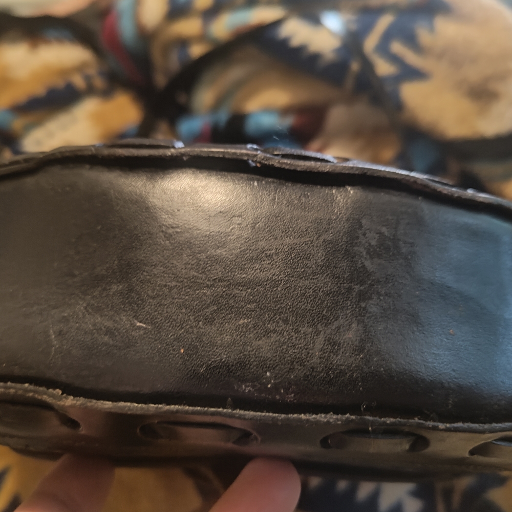 Black Embossed Leather Crossbody Bag - Picture 3 of 4